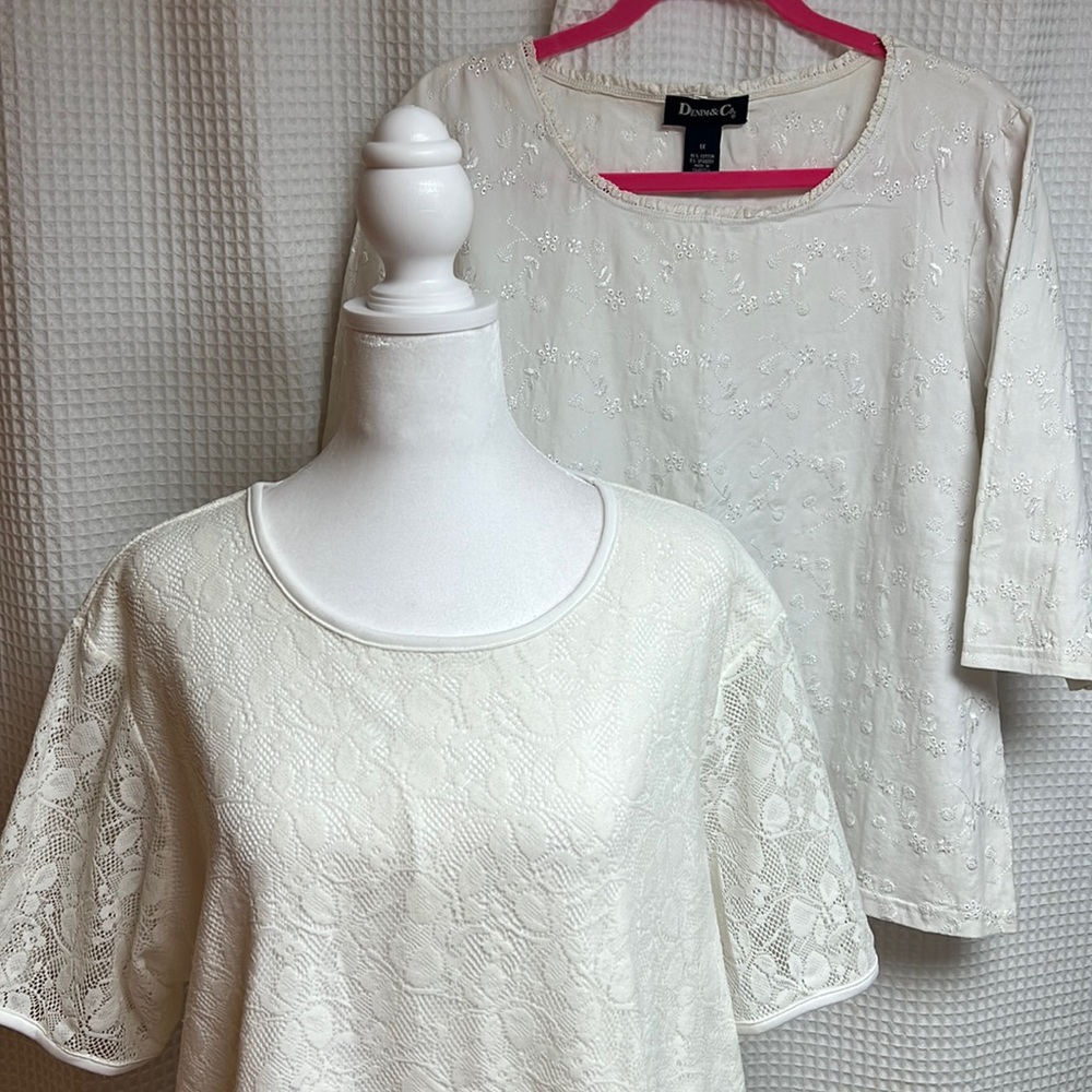 Derek Heart Women's Cream Lace Short Sleeve Top